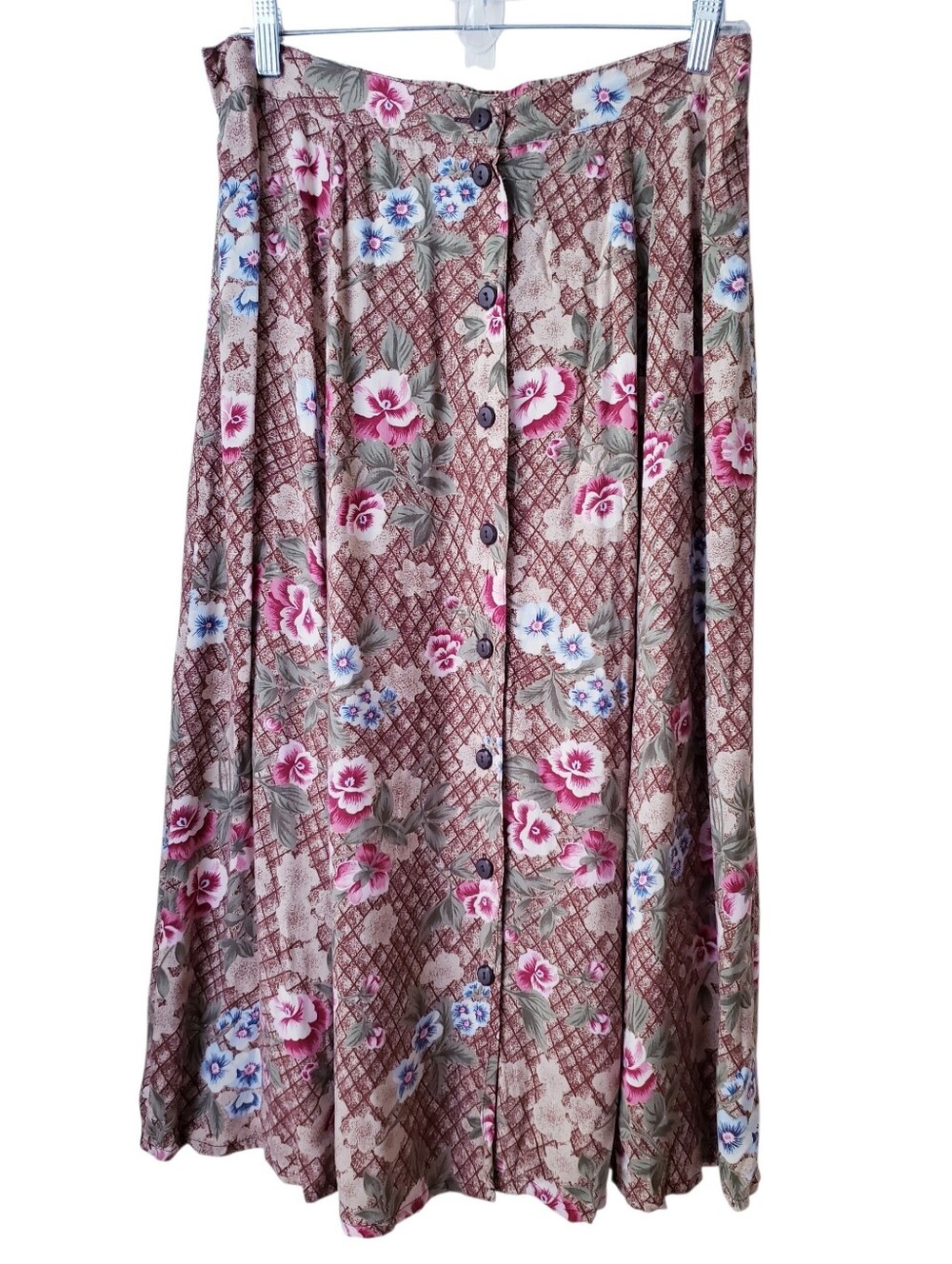 Vintage Sag Harbor Brown Floral Print Skirt